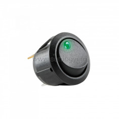 Comutator basculant, 1 circuit, 12V cu LED, verde foto