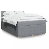 VidaXL Pat box spring cu saltea, gri deschis, 140x190 cm, textil
