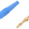 Conector banană 4mm 32A albastru neizolat 2,5mm2 aurit