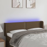 VidaXL Tăblie de pat cu LED, maro &icirc;nchis, 147x16x78/88 cm, textil