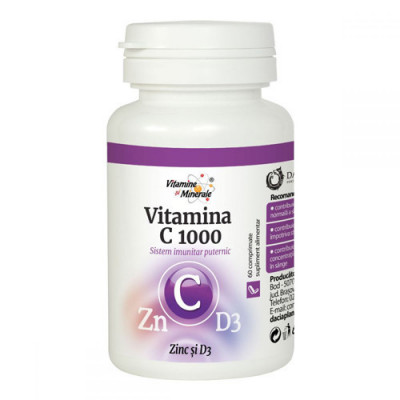 Vitamina C1000 cu Zinc si D3, 60 comprimate, Dacia Plant foto