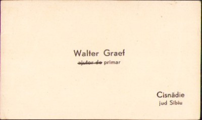 HST A2337 Carte de vizită primar Cisnădie, Walter Graef foto