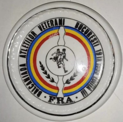 &amp;quot;FRA Balcaniada Atletilor Veterani Bucuresti 19.09.1993 Ediția III&amp;quot; portelan RAR foto