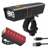 Cumpara ieftin Kit lumini LED pentru bicicleta,Reincarcabile USB,Negru