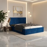 Pat Tapitat Elys Albastru Catifea Premium Expediere rapidă