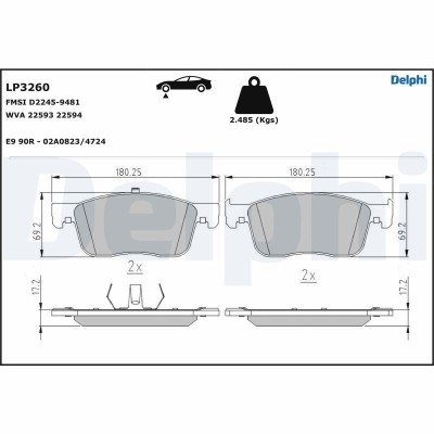 DELPHI LP3260 set placute frana,frana disc foto