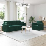 Cumpara ieftin Set de canapea 2 buc. 3-Locuri Verde inchis 198 x 78 x 80 cm