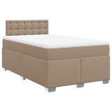 Cumpara ieftin Pat box spring cu saltea, cappuccino, 120x200cm piele ecologica