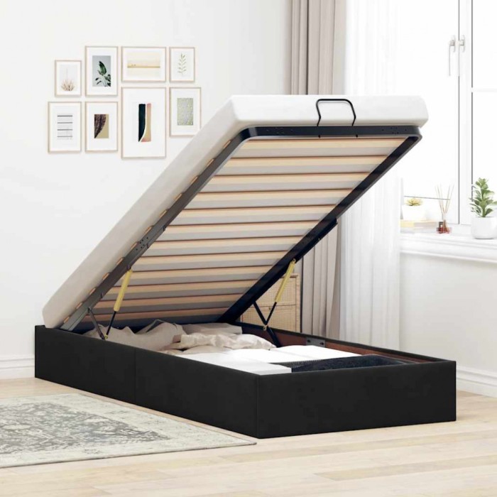 vidaXL Cadru de pat otoman fără saltea Negru 90x190 cm catifea 3310933