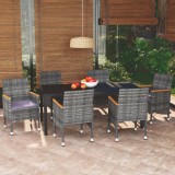 VidaXL Set mobilier de grădină cu perne, 7 piese, gri, poliratan
