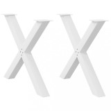vidaXL Picioare de masă &icirc;n formă de X, 2 buc., alb, 90x(72-73) cm, oțel 4012985