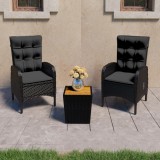 VidaXL Set mobilier grădină, 3 piese, negru, poliratan și lemn acacia 3058537