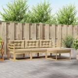 vidaXL Set de canapele de exterior cu pernă 4 pcs Alb și Bej Poliester 3386257