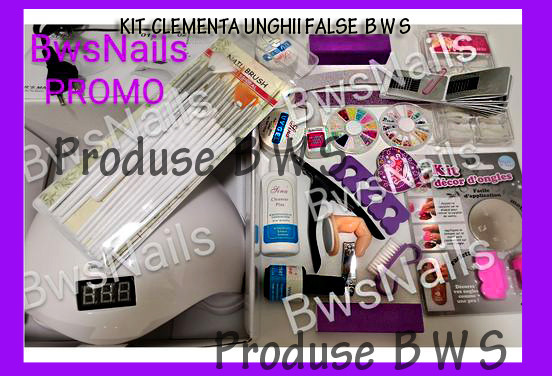 Kit CLEMENTA2 unghii false-set manichiura LED gel uv lampa LED roz+CADOU