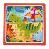 Puzzle Mini cu Model Dinozauri, 16 Piese, 15x15cm, Multicolor, CMCLASS