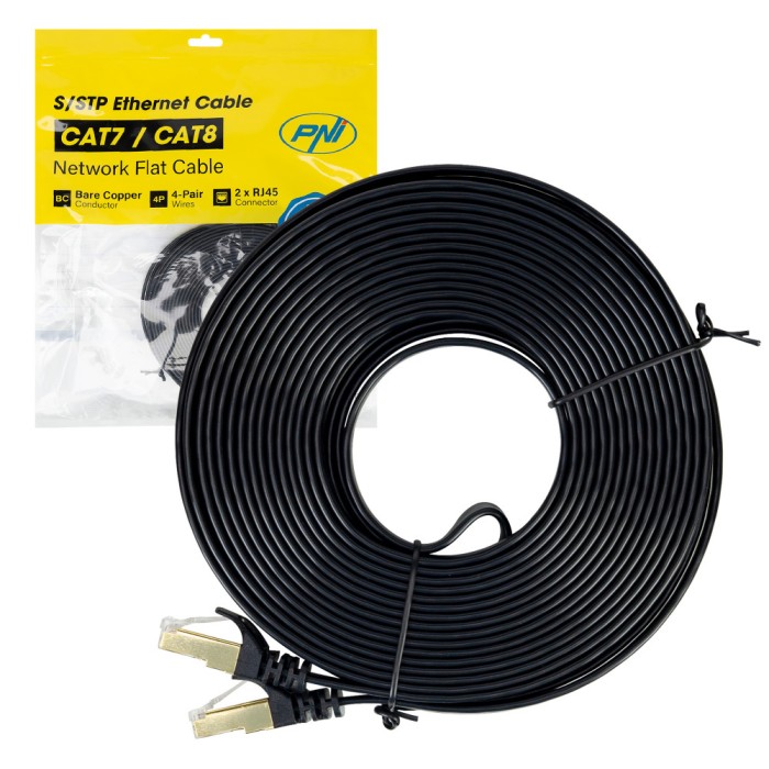 Aproape nou: Cablu de retea plat S/STP CAT7 PNI U7100B, 2 x RJ45, 4 perechi de fire