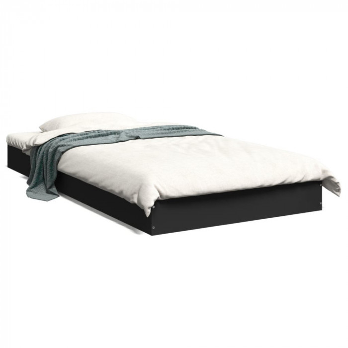 vidaXL Cadru de pat, negru, 90x190 cm, lemn prelucrat