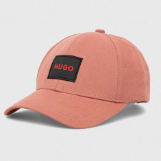 HUGO șapcă de baseball din bumbac culoarea roz, cu imprimeu