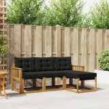 vidaXL Set de canapele de exterior cu pernă 4 pcs Natural și Negru 3368543