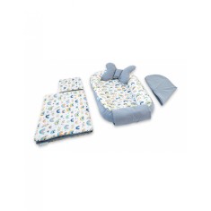 Set 5 piese Baby Nest din Bumbac, model gri curcubeu unisex