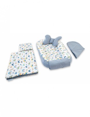 Set 5 piese Baby Nest din Bumbac, model gri curcubeu unisex foto