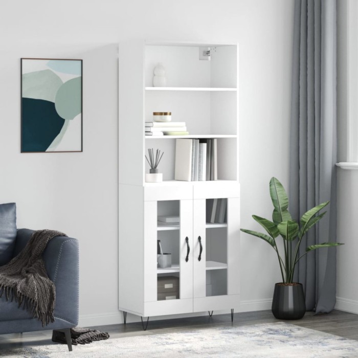 vidaXL Dulap &icirc;nalt, alb, 69,5x34x180 cm, lemn compozit 3189309