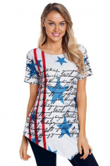 P732-22 Tricou asimteric cu print USA foto