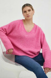 Cumpara ieftin American Vintage pulover din amestec de lana femei, culoarea roz