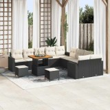 Cumpara ieftin Set de canapele pentru grădină cu pernă 13 pcs negru și crem