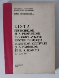 LISTA PESTICIDELOR SI A PRODUSELOR BIOLOGICE AVIZATE