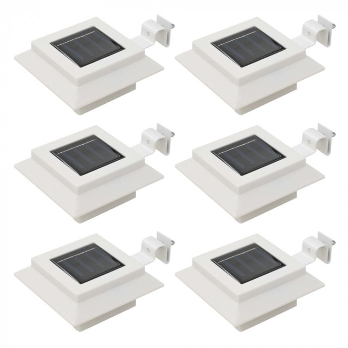 vidaXL Lămpi solare de exterior cu LED, 6 buc, alb, 12 cm, pătrat