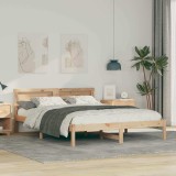 VidaXL Cadru de pat cu headboard Maro 160 x 200 cm Lemn masiv de pin