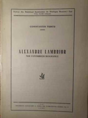 ALEXANDRU LAMBRIOR NOI CONTRIBUTII BIOGRAFICE-CONSTANTIN TURCU-228339 foto