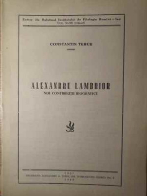 ALEXANDRU LAMBRIOR NOI CONTRIBUTII BIOGRAFICE-CONSTANTIN TURCU foto