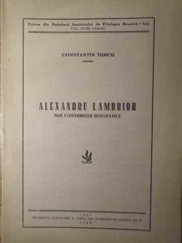 ALEXANDRU LAMBRIOR NOI CONTRIBUTII BIOGRAFICE-CONSTANTIN TURCU