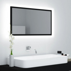 vidaXL Oglindă de baie cu LED, negru, 80x8,5x37 cm, PAL