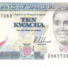 M1 - Bancnota foarte veche - Zambia - 10 kwacha - 1989