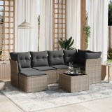 Gossi set canapele de gradina, 7 piese, cu perne, gri, poliratan