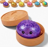 Jucarie antistres Squishy Dumpling cu sclipici si recipient 6cm
