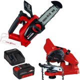 Einhell FORTEXXA 18/20 TH PXC + Starter Kit + GC-CS 85 E - Drujba 20 cm 7 m/s + Set 1 acumulator si incarcator Li-Ion 18 V 4 Ah + Masina de ascutit la