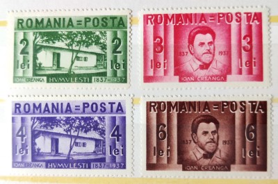 ROMANIA 1937 - Centenarul nasterii lui Ion Creanga LP 118 - serie MNH** foto
