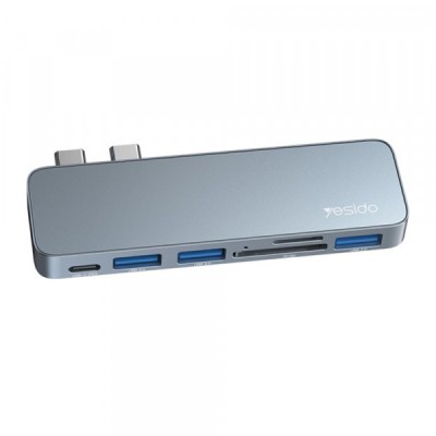 Hub USB-C Yesido HB10 pentru Apple MacBook Pro / Air, 6in1, Gri foto