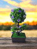 Bonsai artificial cu flori mov 28 cm