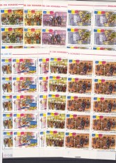 ROMANIA 1990 LP 1242 REVOLUTIA POPULARA DIN ROMANIA BLOCURI DE 10 TIMBRE MNH