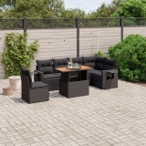 Cumpara ieftin Set canapele de grădină cu perne, 7 piese, negru, poliratan