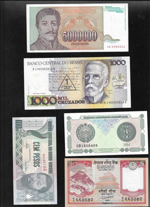 Set 5 bancnote de prin lume adunate (cele din imagini) #213