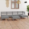 Set mobilier gradina Gossi, 7 piese, lemn pin masiv, gri. Canapea colt/mijloc, masa/taburet. Design rustic, rezistent intemperii