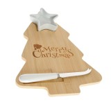 Platou servire in forma de brad cu cutit si bol ceramic