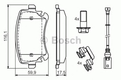 Set placute frana,frana disc VW MULTIVAN V (7HM, 7HN, 7HF, 7EF, 7EM, 7EN) (2003 - 2015) BOSCH 0 986 494 583 foto