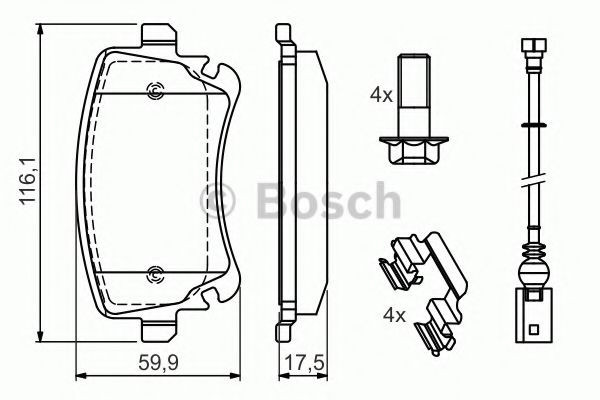 Set placute frana,frana disc VW MULTIVAN V (7HM, 7HN, 7HF, 7EF, 7EM, 7EN) (2003 - 2015) BOSCH 0 986 494 583